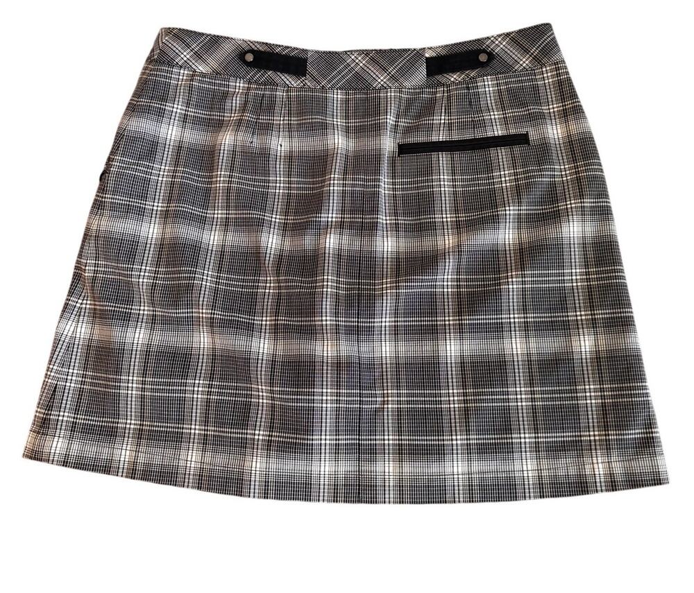 New Cutter & Buck Women's Brown Plaid Golf Tennis Shirt Skirt Size 6